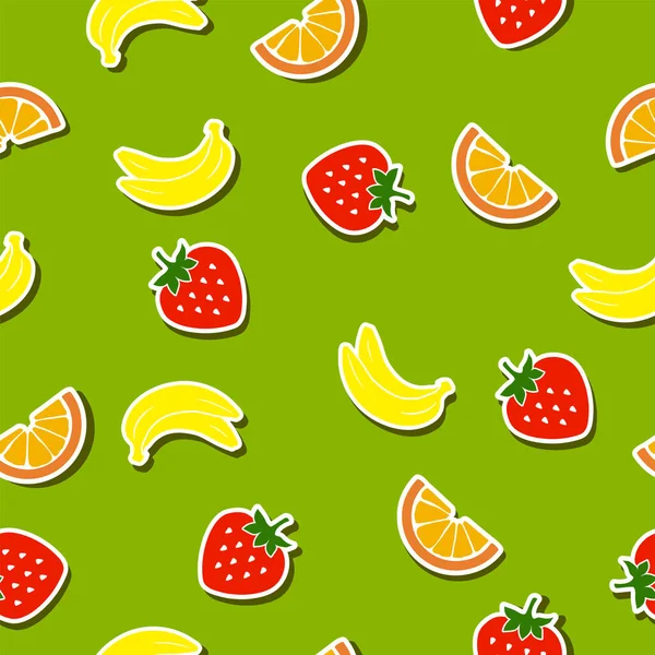 Vector Seamless Colored Fruit Patterns — Stock Vector