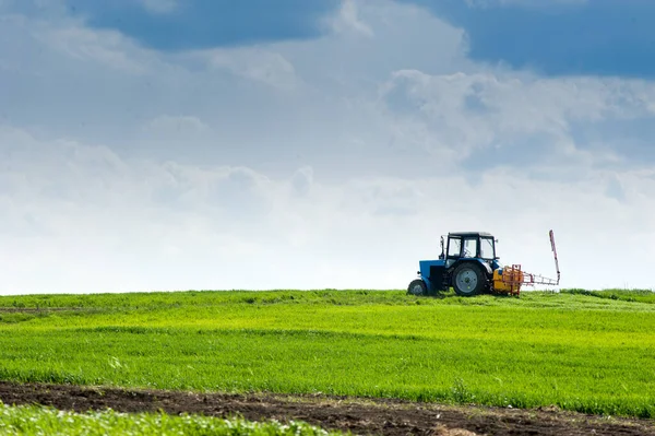Sprayer Tractor Wheat Field Spring — Stock Fotó