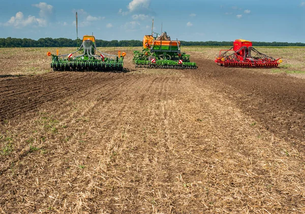 Bilogirya Khmelnytsky Region Ukraine Augusti 2021 Traktorer Med Såmaskin Vid — Stockfoto