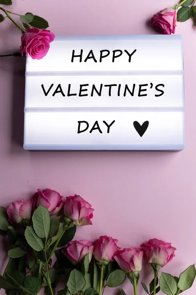 Happy Valentines Day Billboard Roses Background — Stockfoto
