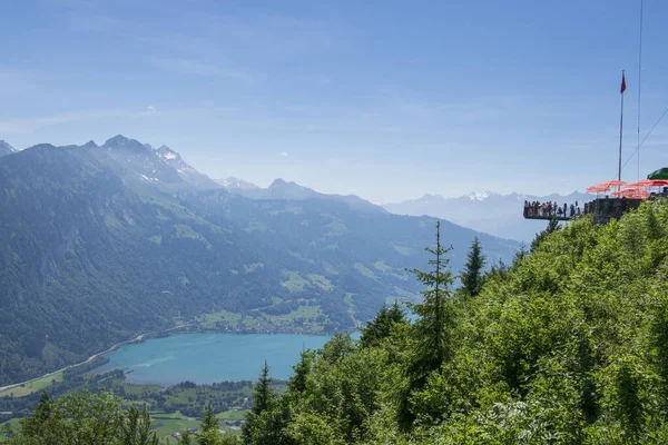 Incroyable Ville Aérienne Vue Sur Nature Depuis Sommet Interlaken Harder — Photo