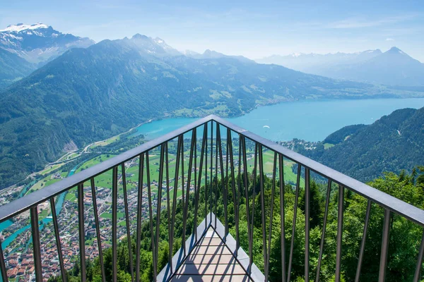 Amazing Aerial City Nature View Observation Point Top Interlaken Harder — Stock Photo, Image