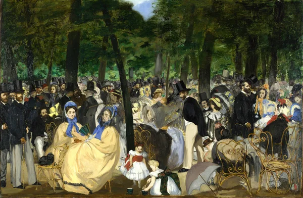 Obraz Ogrodów Tuileries Paryżu Był Pierwszym Dużym Dziełem Maneta Przedstawiającym — Zdjęcie stockowe