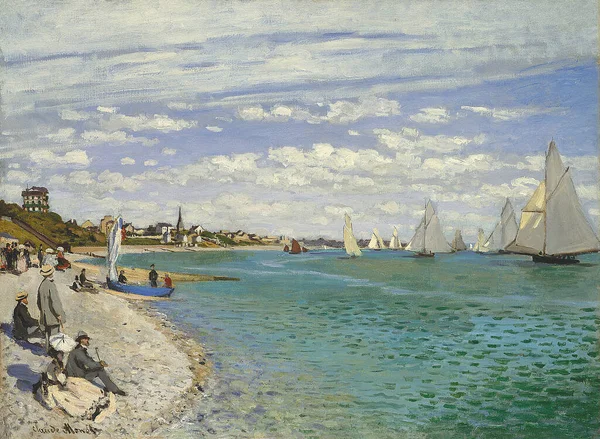 Regata Sainte Adresse Una Pintura Óleo Sobre Lienzo Del Pintor —  Fotos de Stock