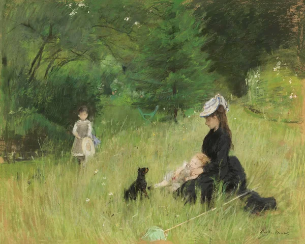 Berthe Morisot Dans Parc Vers Obraz Olejny Płótnie 1874 Autor — Zdjęcie stockowe