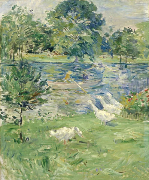 Berthe Morisot Chica Barco Con Gansos Una Pintura Óleo Sobre —  Fotos de Stock