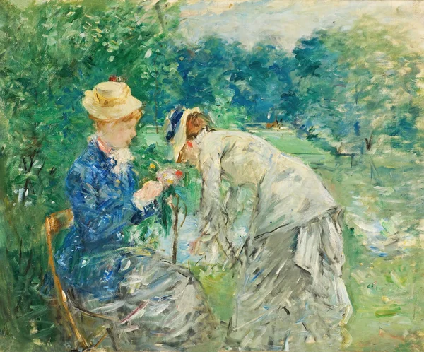 Berthe Morisot Dziewczyna Łodzi Gęsiami Obraz Olejny Płótnie 1889 Autorstwa — Zdjęcie stockowe