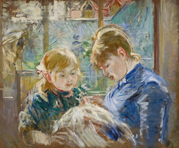 Berthe Morisot Córka Artysty Julie Swoim Niania Jest Obraz Olejny — Zdjęcie stockowe