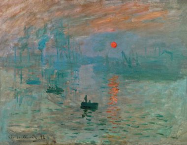 Claude Monet, Impression, Sunrise, is an oil painting on canvas titled 