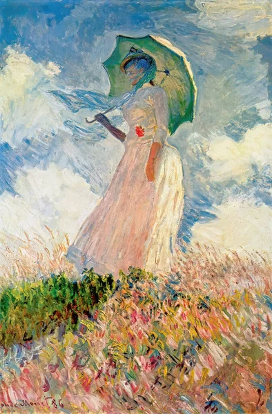 Claude Monet Frau Mit Sonnenschirm Ist Ein Ölgemälde Auf Leinwand — Stockfoto