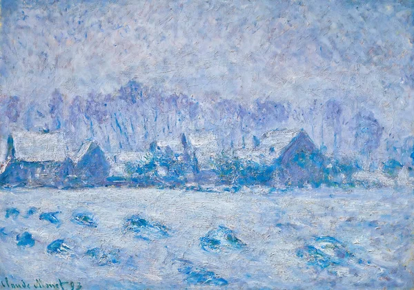 Claude Monet Impression Sunrise Oljemålning Duk Med Titeln Effet Neige — Stockfoto