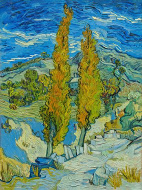 The Poplars at Saint-Remy by Vincent van Gogh 1889, Post-Impressionism, Oil on canvas Cleveland Museum of Art, USA.