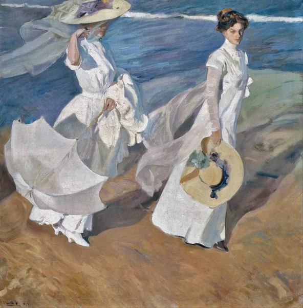 Joaquin Sorolla西班牙画家Joaqun Sorolla Bastida 1863 1923 沿着海岸漫步 1909年 Sorolla博物馆 — 图库照片