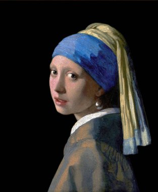 Johannes Vermeer,  Girl with a Pearl Earring 'Dutch: Meisje met de parel'  is an oil painting on canvas 1665 AD - 1666 AD (C17th AD), by Artist Johannes Vermeer (1632-1675). Mauritshuis, The Hague, The Netherlands.