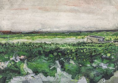 Van Gogh, Landscape with Wheelbarrow 'Dutch: Landschap met Kruiwagen' is an oil on canvas painting 1883 - by Dutch painter, drawer and printmaker, Vincent Willem van Gogh (18531890). The Cleveland Museum of Art