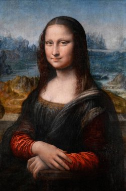 Mona Lisa or Gioconda, full name-portrait of Mrs. Lisa Del Gioconda-painting by Leonardo da Vinci in Louvre Paris, France, oil, Board of poplar, about 1503-1505 Italian artist and inventor of the Renaissance Leonardo da Vinci.