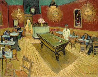 Van Gogh, the night caf 'Dutch: Het nachtcaf', is an oil painting on canvas 1888 - by Dutch painter, drawer and printmaker, Vincent Willem van Gogh (18531890). Cleveland Museum of Art USA.