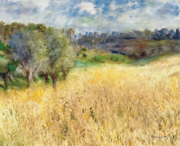 Wheat Field Campo Trigo Oil Painting Canvas 1879 French Painter — стокове фото