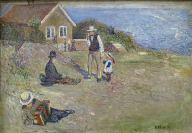 Pazar günü Asgardstrand 'da Norveçli ressam Edvard Munch (1863-1944) tarafından yapılan yağlı boya tablo.).