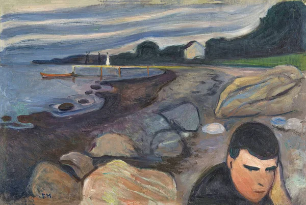 Melancholy Oil Painting Canvas 1892 Norwegian Painter Edvard Munch 1863 — Foto Stock