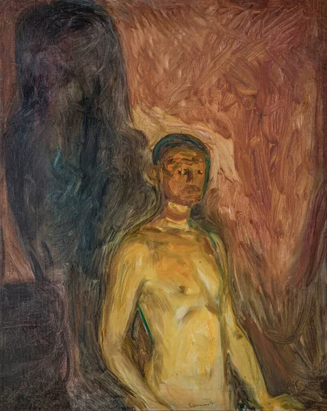 Self Portrait Hell Oil Painting Canvas 1903 Norwegian Painter Edvard — Zdjęcie stockowe