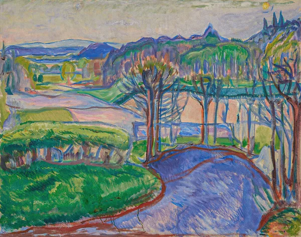 春季风景 油画画布 1923 挪威画家Edvard Munch 1863 1944 — 图库照片