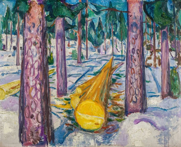 Yellow Log Oil Painting Canvas 1912 Norwegian Painter Edvard Munch — Foto Stock