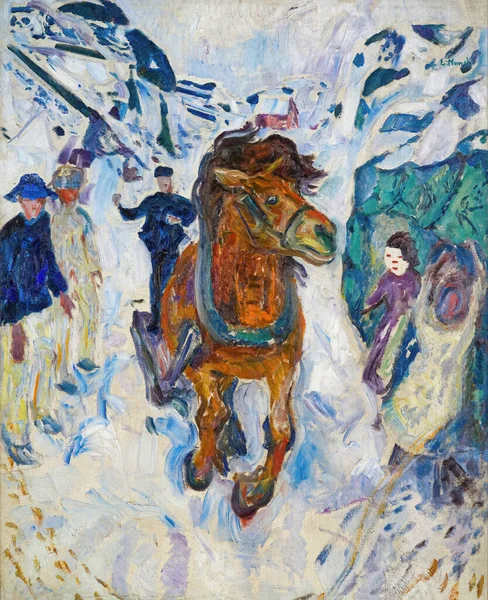 Cválající Kůň Olejomalba Plátně 1910 Norského Malíře Edvarda Munche 18631944 — Stock fotografie
