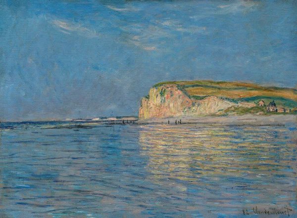Low Tide Pourville Dieppe Oil Painting Fabric 1882 French Painter — Stockfoto