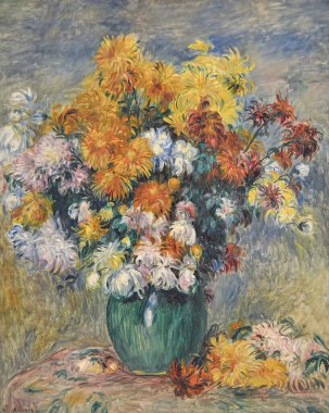 Auguste Renoir, Bouquet of chrysanthemums (Bouquet de chrysantmes) is an oil painting on canvas by French painter, Artist Pierre-Auguste Renoir  (1841-1919).