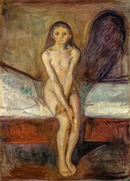 Edvard Munch Puberty Oil Painting Canvas 1894 Norwegian Painter Edvard — Zdjęcie stockowe