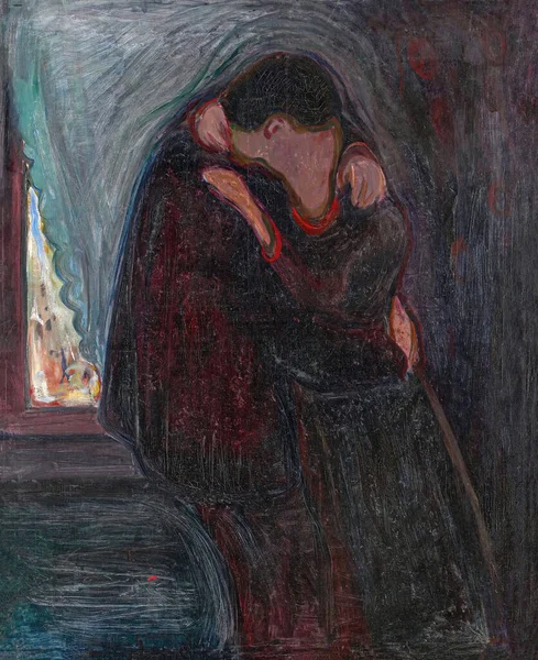 Edvard Munch Angličtina Kiss Espaol Beso Olejomalba Plátně 1897 Norského — Stock fotografie