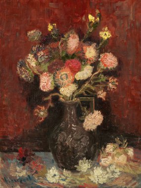 Çin astarı ve gladioli vazosu, Vincent van Gogh (1853-1890) tarafından 1886 'da yapılmış bir yağlı boya tablo.).