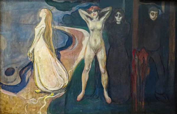 三个阶段的女人 Woman Three Stages 是挪威画家爱德华 Edvard Munch 1863 1944 1894年的油画作品 — 图库照片