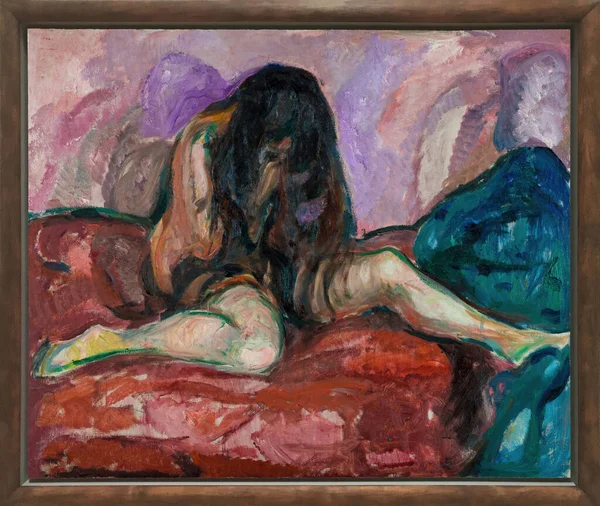 Edvard Munch Weeping Nude Oil Painting Canvas 1913 1914 Norwegian — 图库照片