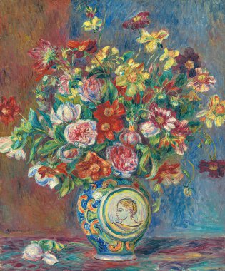 Auguste Renoir, Vase de fleurs, is an oil painting on Canvas 1881 - by French painter, sculptor, Pierre-Auguste Renoir  (1841-1919).