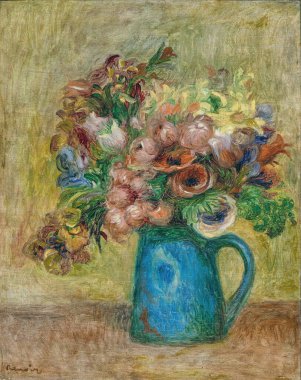 Auguste Renoir, Vase of Flowers (Vase de fleurs), is an oil painting on Canvas 1883 - by French painter, sculptor, Pierre-Auguste Renoir  (1841-1919).