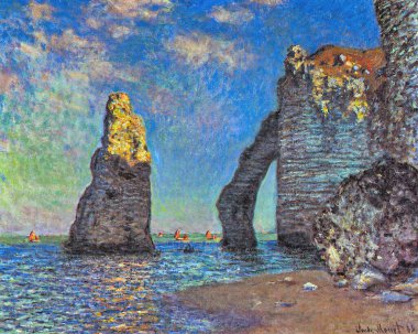 Claude Monet, The Cliffs at Etretat, is an oil painting on Canvas 1885 - by French painter and graphic artist Claude Monet (1840-1926). clipart