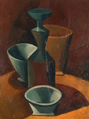 Pitcher and Bowls (Bols et flacons), oil painting  on canvas 1908 - by Spanish painter Pablo Ruiz Picasso (1881 1973). 