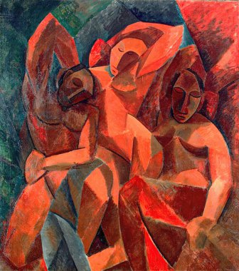 Trois femmes, (Three Women), oil painting  on canvas 1908 - by Spanish painter Pablo Ruiz Picasso (1881-1973).  clipart