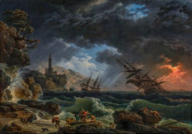 Joseph Vernet, Stormy Seas 'da bir gemi enkazı, Fransız ressam Claude Joseph Vernet' in 1773 tarihli yağlı boya tablosu.).