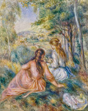 In the Meadow, is an oil painting on Canvas between (1888-92) - by French painter and Artist Pierre-Auguste Renoir (1841-1919).