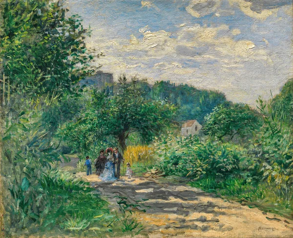 Road Louveciennes Oil Painting Canvas 1870 French Painter Pierre Auguste — Foto Stock