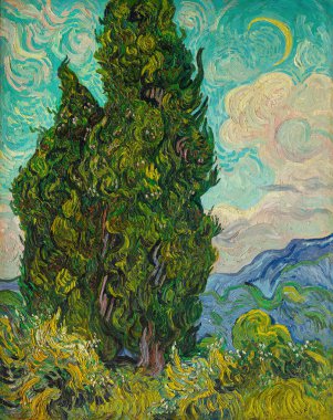 Cypresses, is an oil painting on canvas 1889 - by Dutch painter Vincent Willem van Gogh (1853-1890). clipart