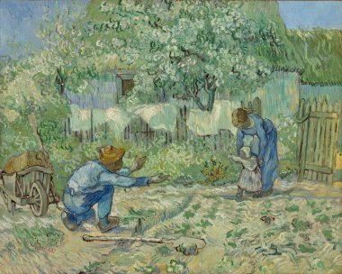 First Steps, after Millet is an oil painting on canvas 1890 - by Dutch painter Vincent Willem van Gogh (1853-1890). clipart