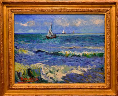 Seascape near Les Saintes (Maries de la Mer), is an oil painting on canvas 1888 - by Dutch painter Vincent Willem van Gogh (1853-1890). clipart