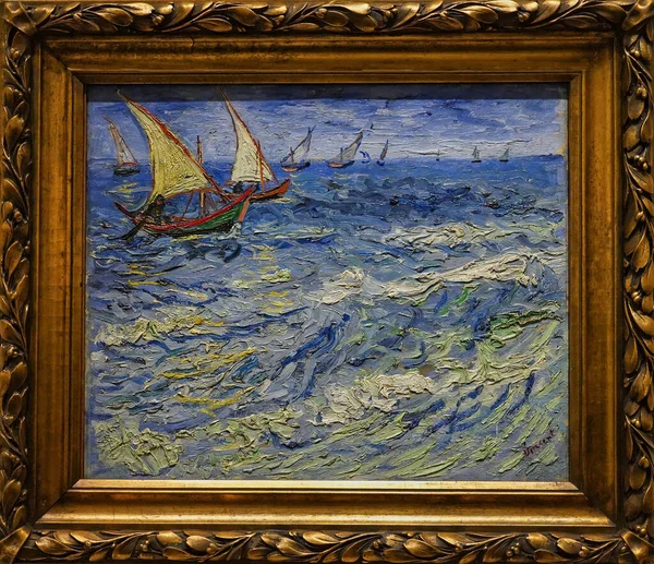 Boats Saintes Maries Mer Vers Saintes Maries Oil Painting Canvas — Fotografia de Stock