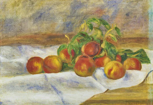 桃子静物画 Still Life Peaches Les Pches 是法国画家皮埃尔 奥古斯特 雷诺瓦 Pierre — 图库照片