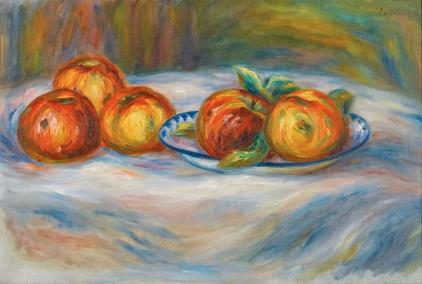 Still Life Apples Nature Morte Aux Pommes Oil Painting Canvas — 图库照片