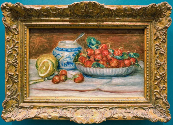 Still Life Strawberries French Fraises Oil Painting Canvas 1905 French — 图库照片